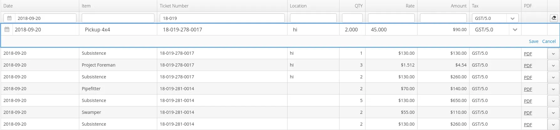 Edit line items within Aimsio