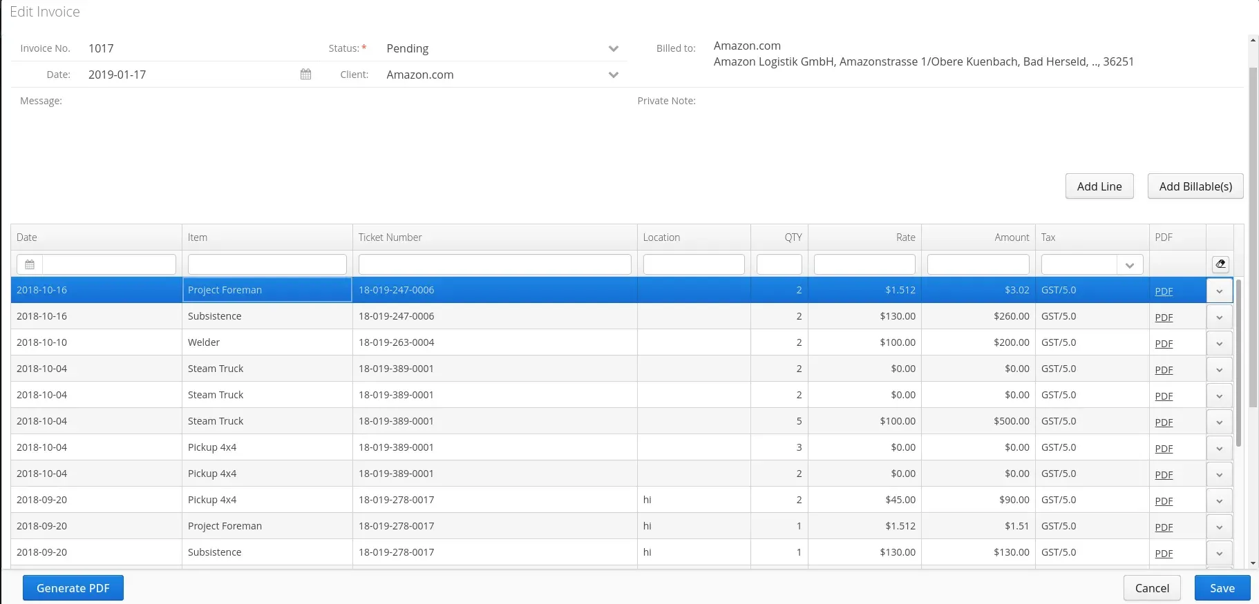 Larger table within Aimsio