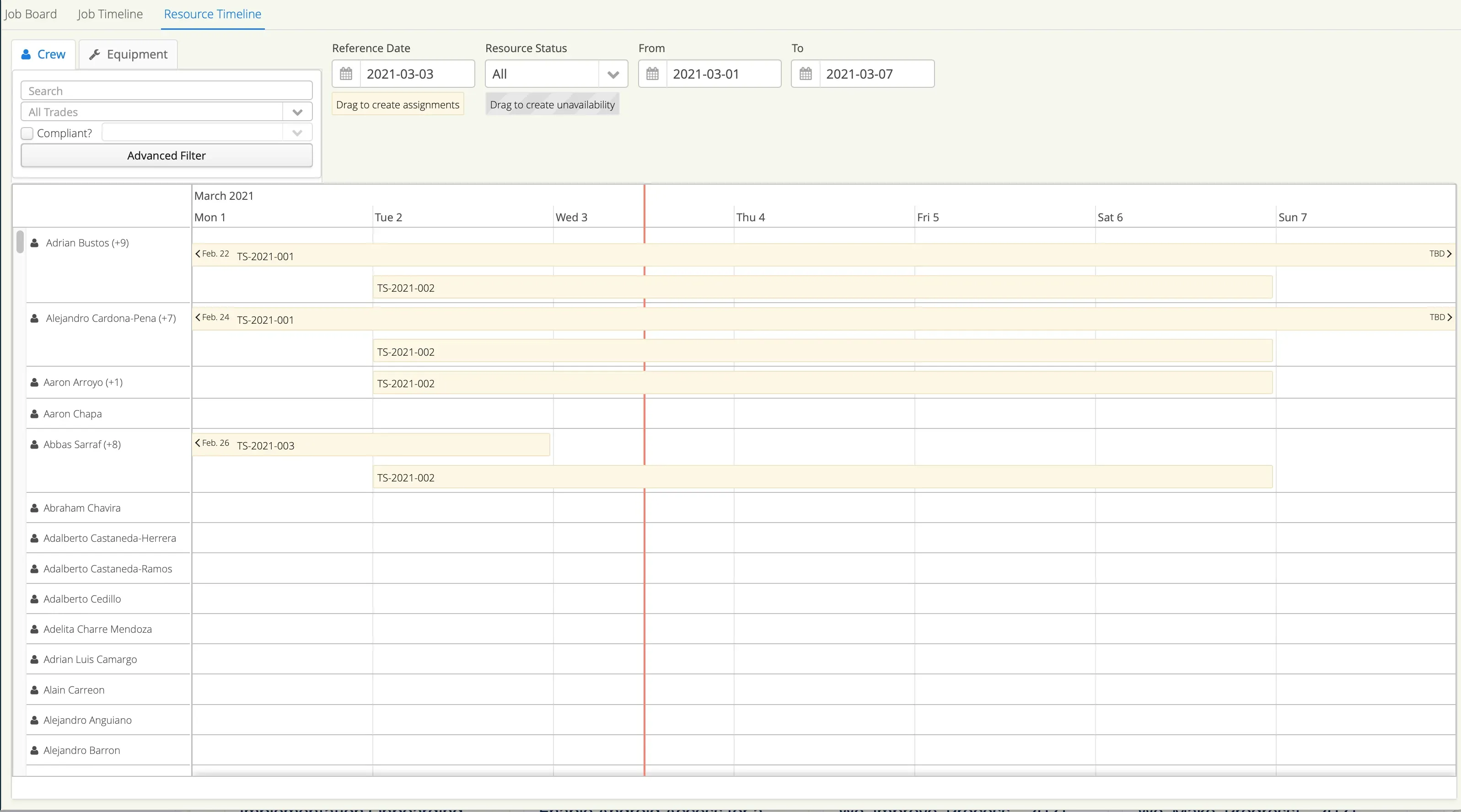 Dispatching software like Aimsio make resource dispatching simple. Use the Aimsio Resource Timeline to dispatch crew and equipment.