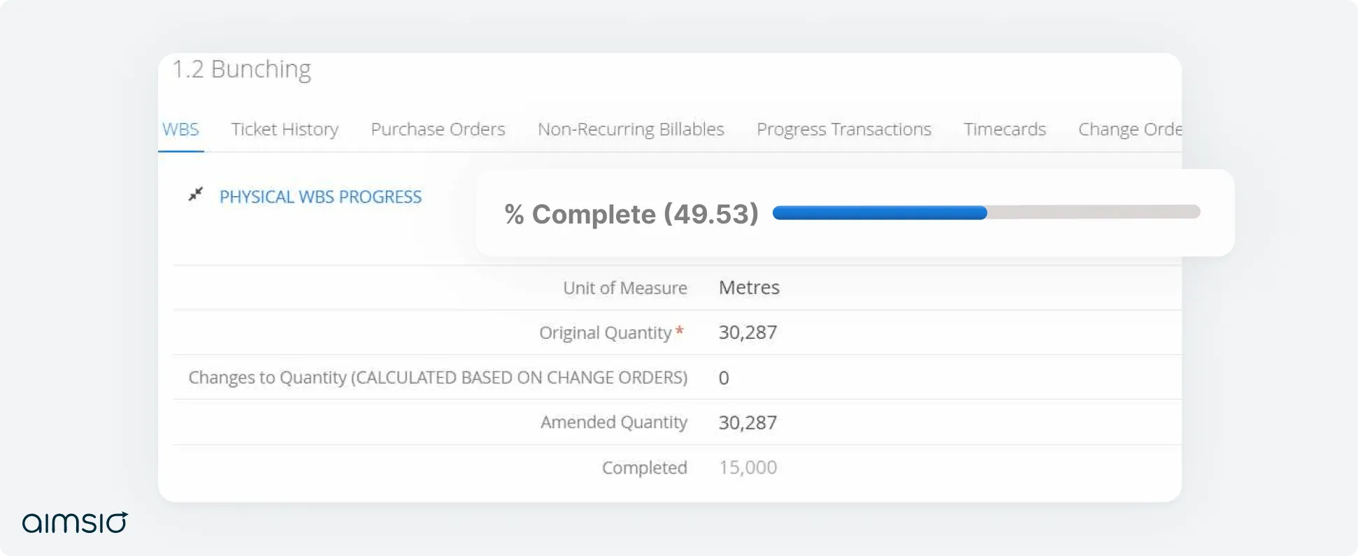 Aimsio field operation software built for construction industry is shown to capture any progress, hours, or revenue that hasn't been assigned to ensure there are no loose ends in construction projects.