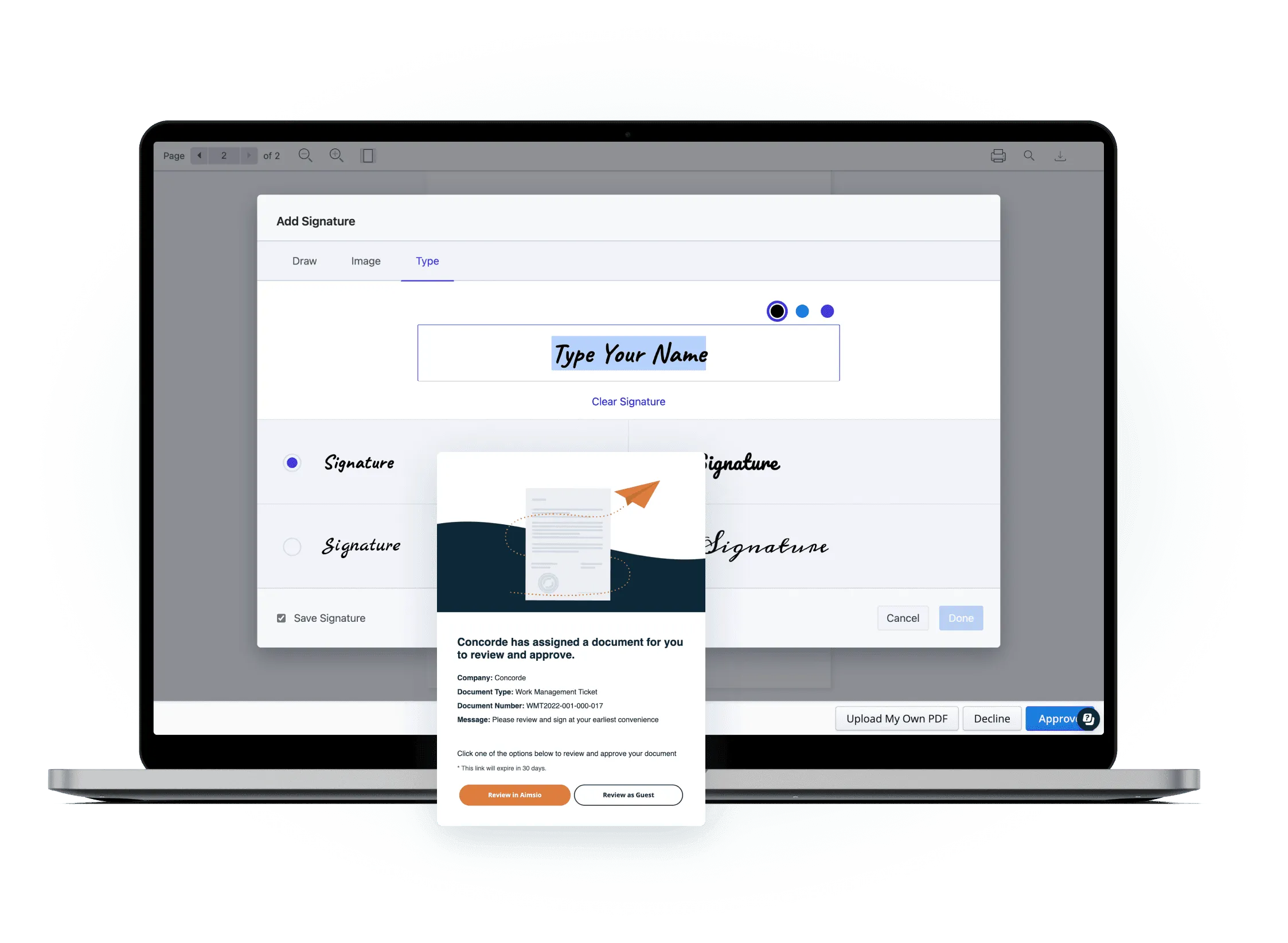 Aimsio Client Portal showing client-facing job dashboard