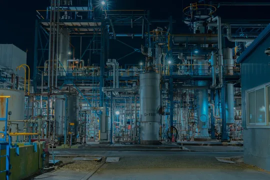 Industrial facility with complex pipeline infrastructure