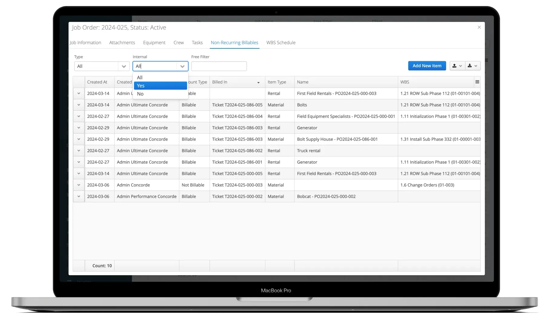 Aimsio timesheet export view