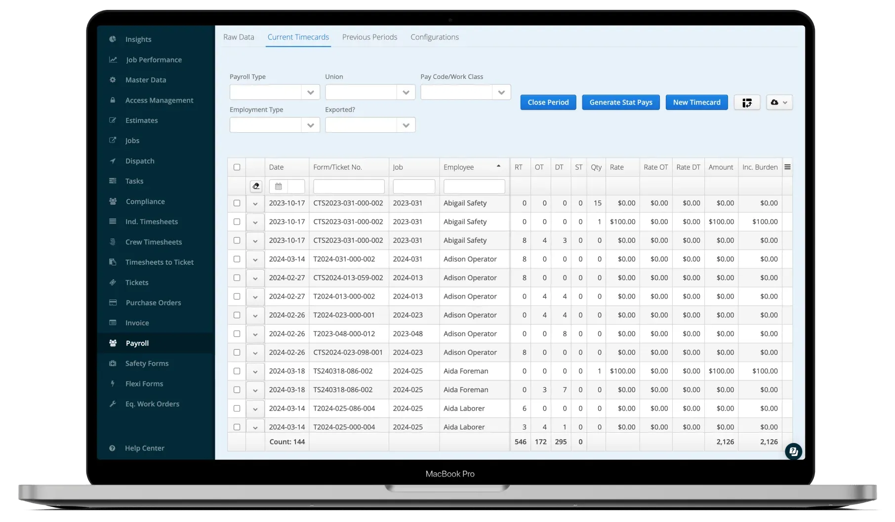 Aimsio Insights live dashboard view