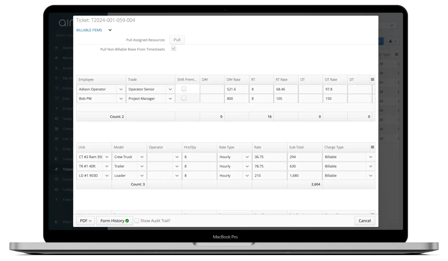 Aimsio job creation screen
